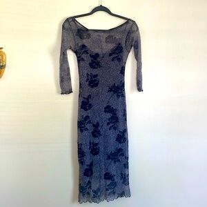 Bebe Black Floral Midi Dress
